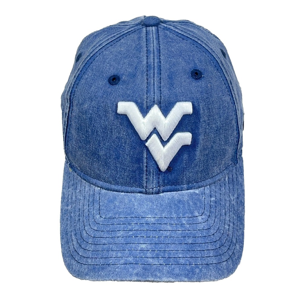 West Virginia Mountaineers Hat Cap Strap Back Blue‎ New Era 9Twenty WVU Washed